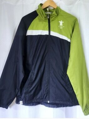 Vancouver 2010 Olympics Men’s Windbreaker Jacket Large Blue Green Official Gear
